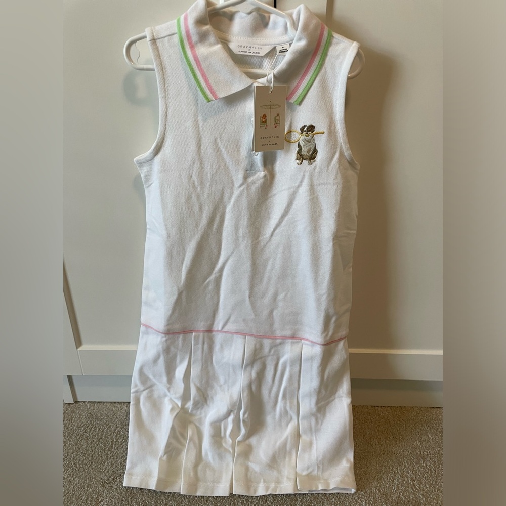 NWT Gray Malin + Janie and Jack White Dog Tennis Dress